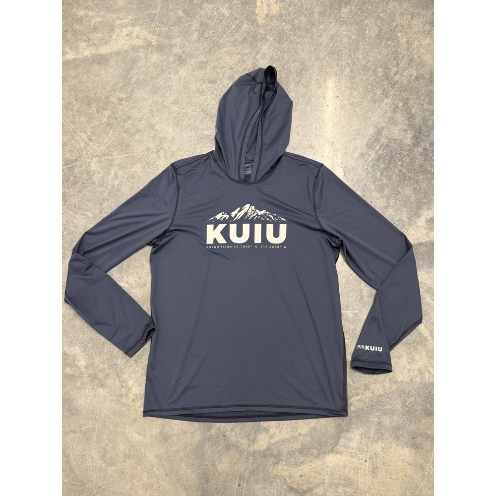 KUIU Mens Large Hoodie Blue AP Tech Grand Teton Sun Shirt Performance UPF 50+